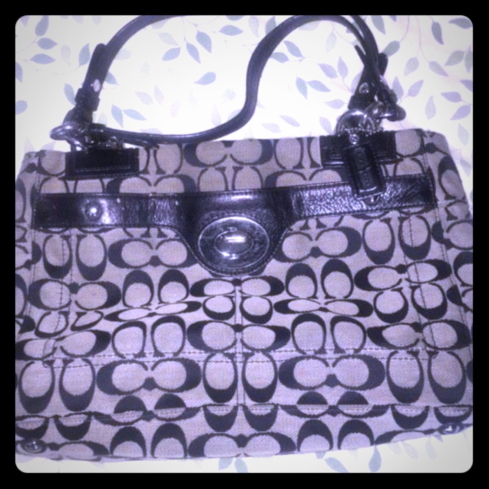Black and Grey Monogram Coach Bag